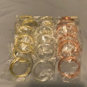 🟣3 Bangle Bracelets, Gold, Silver, & Rose Gold.